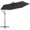 Image de Parasol De Jardin En Porte-à-faux Avec Mât En Aluminium Noir Vidaxl