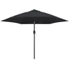 Image de Parasol D'extérieur Avec Lumières Led Et Mât En Acier Noir Vidaxl