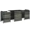 Image de vidaXL Ensemble de bistro 3 pcs avec coussins Résine tressée Gris 47745