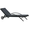 Image de Chaise Longue Avec Coussin Et Roues Résine Tressée Anthracite Vidaxl