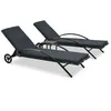 Image de vidaXL Chaises longues avec table Résine tressée Anthracite