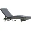 Image de Chaise Longue Avec Roues Et Coussin Résine Tressée Anthracite Vidaxl