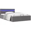 Image de Cadre De Lit À Rangement Hydraulique Sans Matelas Avec Led Gris Vidaxl