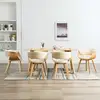 Image de Chaises À Manger Lot De 6 Crème Bois Courbé Et Similicuir Vidaxl