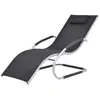 Image de Chaise Longue Avec Oreiller Aluminium Et Textilène Noir Vidaxl