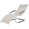 Image de Chaise Longue Avec Oreiller Aluminium Et Textilène Crème Vidaxl