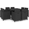 Image de vidaXL Salon de jardin 9 pcs avec coussins Résine tressée Noir