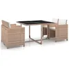 Image de vidaXL Salon de jardin 5 pcs avec coussins Résine tressée Beige