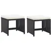 Image de vidaXL Tabourets de jardin 2 pcs avec coussins Résine tressée Noir