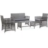 Image de vidaXL Salon de jardin 4 pcs avec coussin Résine tressée Anthracite