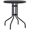 Image de Table De Jardin Noir 80 Cm Acier Et Verre Vidaxl