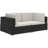 Image de vidaXL Chaises dangles 2 pcs avec coussins Résine tressée Noir