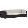 Image de vidaXL Salon de jardin 3 pcs avec coussins résine tressée noir 47264