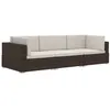 Image de vidaXL Salon de jardin 3 pcs avec coussins Résine tressée Marron