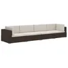 Image de vidaXL Salon de jardin 4 pcs avec coussins Résine tressée Marron