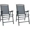 Image de Chaises De Jardin Pliables Lot De 2 Textilène Gris Vidaxl