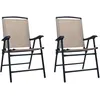Image de Chaises De Jardin Pliables Lot De 2 Textilène Taupe Vidaxl