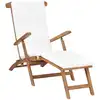 Image de Chaise Longue Avec Coussin Blanc Crème Bois De Teck Solide Vidaxl