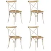 Image de Chaises À Dossier Croisé Lot De 4 Blanc Bois De Manguier Massif Vidaxl