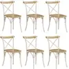 Image de Chaises À Dossier Croisé Lot De 6 Blanc Bois De Manguier Massif Vidaxl