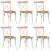 Image de vidaXL Chaises à dossier croisé 6 pcs Blanc Bois de manguier massif