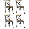 Image de Chaises À Dossier Croisé Lot De 4 Noir Bois De Manguier Massif Vidaxl
