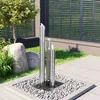 Image de vidaXL Fontaine de Jardin Fontaine de Terrasse Décorative avec Base en Plastique Patio Extérieur Argenté 48x34x88 cm Acier 48090