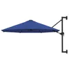 Image de vidaXL Parasol mural avec mât métallique 300 cm Bleu