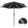 Image de Parasol De Jardin Avec Lumières Led Et Mât En Aluminium Noir Vidaxl