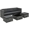 Image de vidaXL Salon de jardin 4 pcs avec coussins Résine tressée Gris
