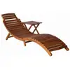 Image de Chaise Longue Avec Table Bois D'acacia Massif Marron Vidaxl