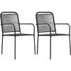 Image de Chaises De Jardin Lot De 2 Corde En Coton Et Acier Noir Vidaxl