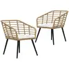 Image de Chaises De Jardin Lot De 2 Avec Coussins Résine Tressée Chêne Vidaxl