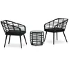 Image de vidaXL Ensemble de bistro 3 pcs Résine tressée Noir