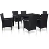 Image de vidaXL Ensemble à dîner dextérieur 7 pcs Résine tressée Noir