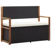 Image de vidaXL Banc de jardin 115 cm Résine tressée et bois dacacia Noir 46010