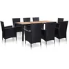 Image de vidaXL Mobilier à Dîner de Jardin 9 pcs et Coussins 9 pcs Salon de Jardin Ensemble de Salle à Manger Table et Chaises de 46023