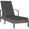 Image de Chaise Longue Avec Accoudoirs Résine Tressée Gris Vidaxl