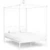 Image de Cadre De Lit Sans Matelas Avec Baldaquin Blanc 140x200 Cm Métal Vidaxl
