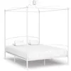 Image de Cadre De Lit À Baldaquin Sans Matelas Blanc Métal 180x200 Cm Vidaxl