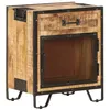 Image de Table de chevet - Bois de manguier massif - 43x30x51 cm - 1 tiroir - Style industriel - Marron et noir