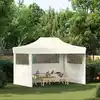 Image de Tente De Réception Pliable Avec 3 Parois 3x4 M Acier Crème Vidaxl