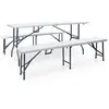Image de Table Pliable De Jardin Avec 2 Bancs 180 Cm Acier Et Pehd Blanc Vidaxl