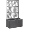 Image de vidaXL Lit surélevé treillis 2 pots 58x30x107 cm Résine tressée Marron
