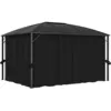 Image de Tonnelle Avec Rideaux 400x300x265 Cm Anthracite Vidaxl