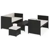 Image de vidaXL Salon de jardin 5 pcs avec coussins Résine tressée Noir 48132
