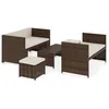 Image de vidaXL Salon de jardin 5 pcs avec coussins Résine tressée Marron 48133
