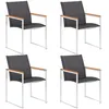 Image de Chaises De Jardin Lot De 4 Textilène Et Acier Inoxydable Gris Vidaxl