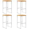 Image de Chaises De Bar Lot De 4 Bois D'acacia Solide/acier Inoxydable Vidaxl