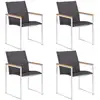 Image de Chaises De Jardin Lot De 4 Textilène Et Acier Inoxydable Gris Vidaxl